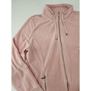 Charter Club Large | Pink Velour Velvet Funnel Neck Zip Sweatshirt Elevated